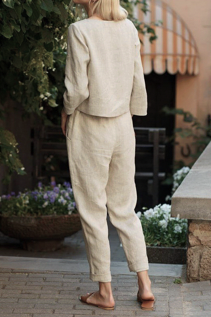 100% Cotton Linen Monochrome 2 Piece Set