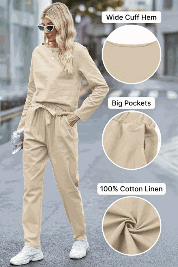100% Cotton Linen Monochrome 2 Piece Set
