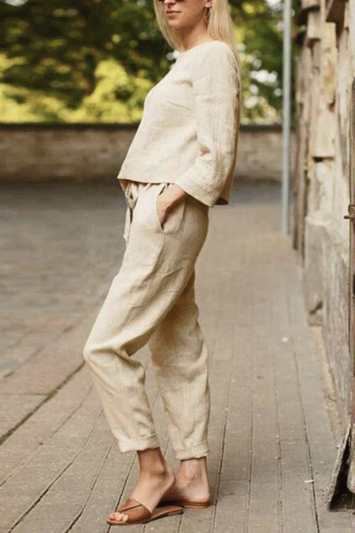 100% Cotton Linen Monochrome 2 Piece Set