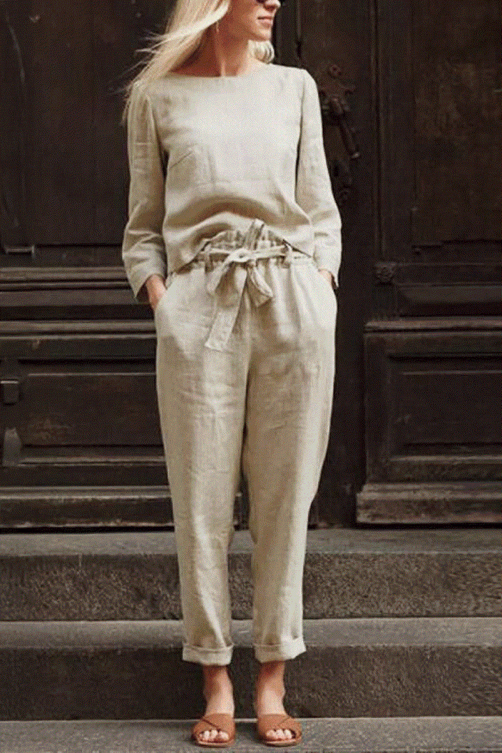 100% Cotton Linen Monochrome 2 Piece Set