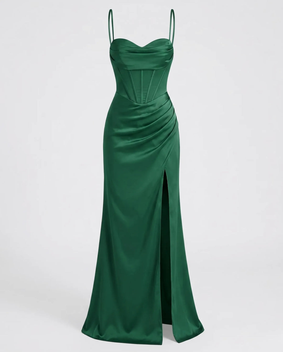Elegant Silk Maxi Dress for Women – Floor-Length Evening Dress with Spaghetti Straps and Slit