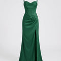 Elegant Silk Maxi Dress for Women – Floor-Length Evening Dress with Spaghetti Straps and Slit