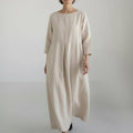 100% Cotton-Linen Empire Waist Dress