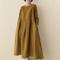 100% Cotton-Linen Empire Waist Dress