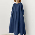100% Cotton-Linen Empire Waist Dress