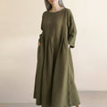 100% Cotton-Linen Empire Waist Dress