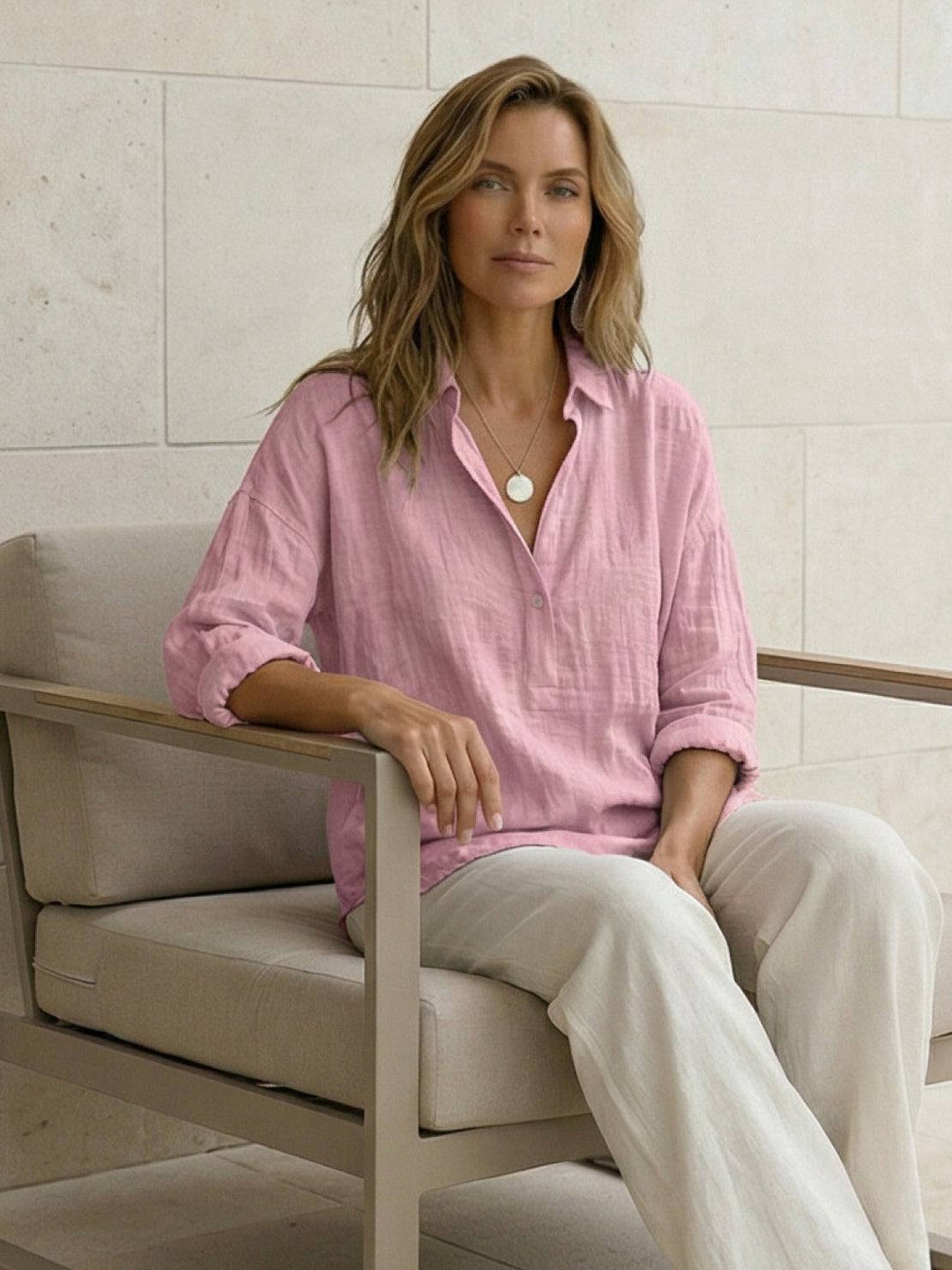 100% Cotton Popover Blouse