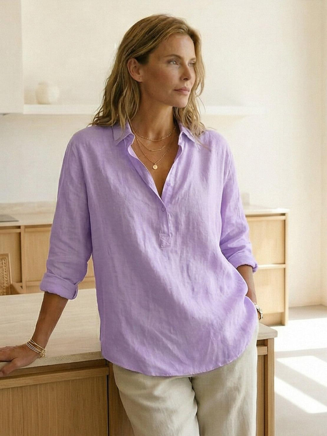 100% Cotton Popover Blouse
