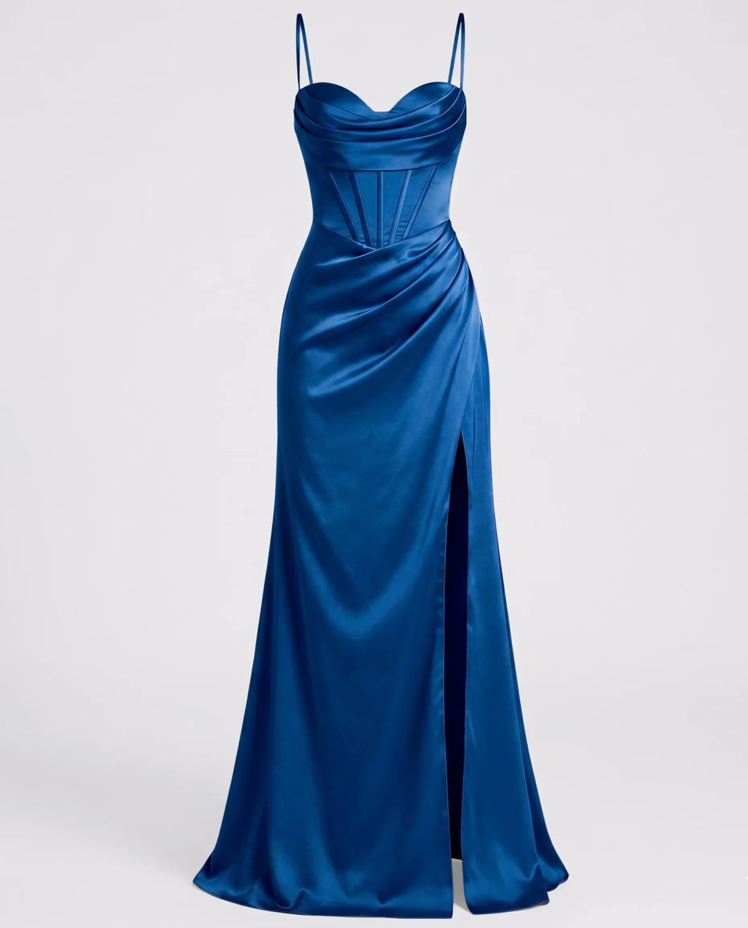 Elegant Silk Maxi Dress for Women – Floor-Length Evening Dress with Spaghetti Straps and Slit