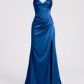 Elegant Silk Maxi Dress for Women – Floor-Length Evening Dress with Spaghetti Straps and Slit