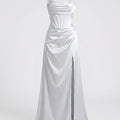 Elegant Silk Maxi Dress for Women – Floor-Length Evening Dress with Spaghetti Straps and Slit
