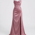 Elegant Silk Maxi Dress for Women – Floor-Length Evening Dress with Spaghetti Straps and Slit