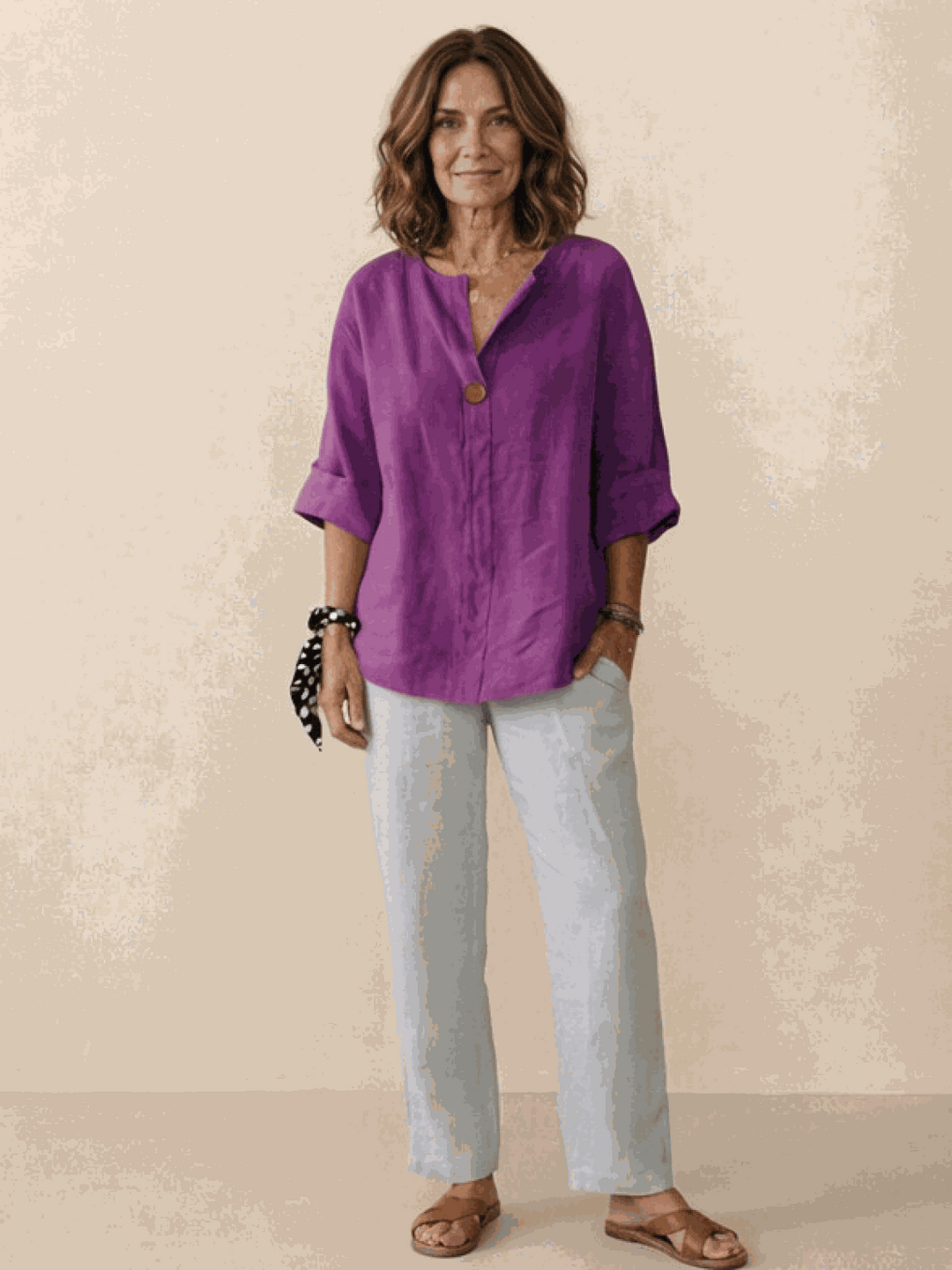 Pure Linen Age-Defying Button Detail Shirt