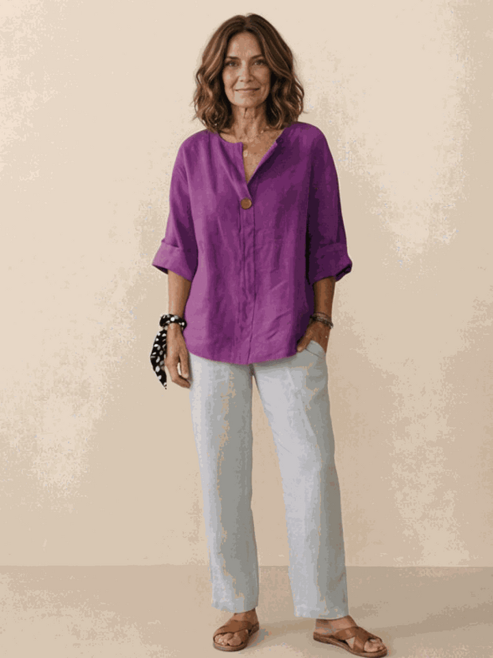 Pure Linen Age-Defying Button Detail Shirt