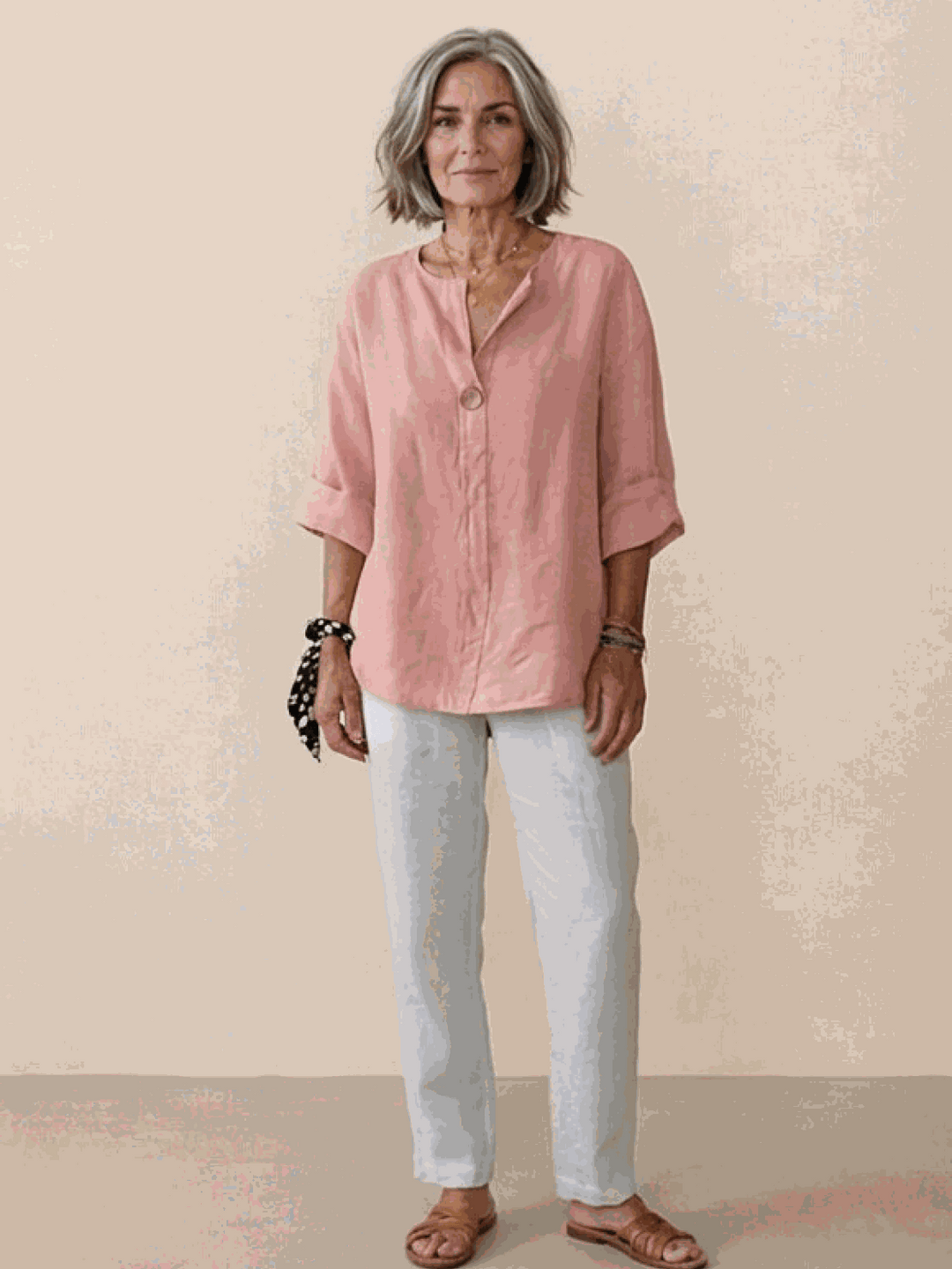 Pure Linen Age-Defying Button Detail Shirt