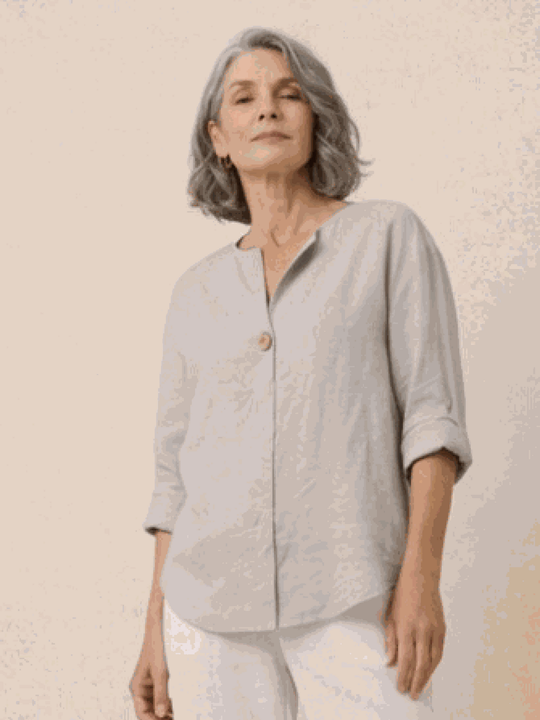 Pure Linen Age-Defying Button Detail Shirt