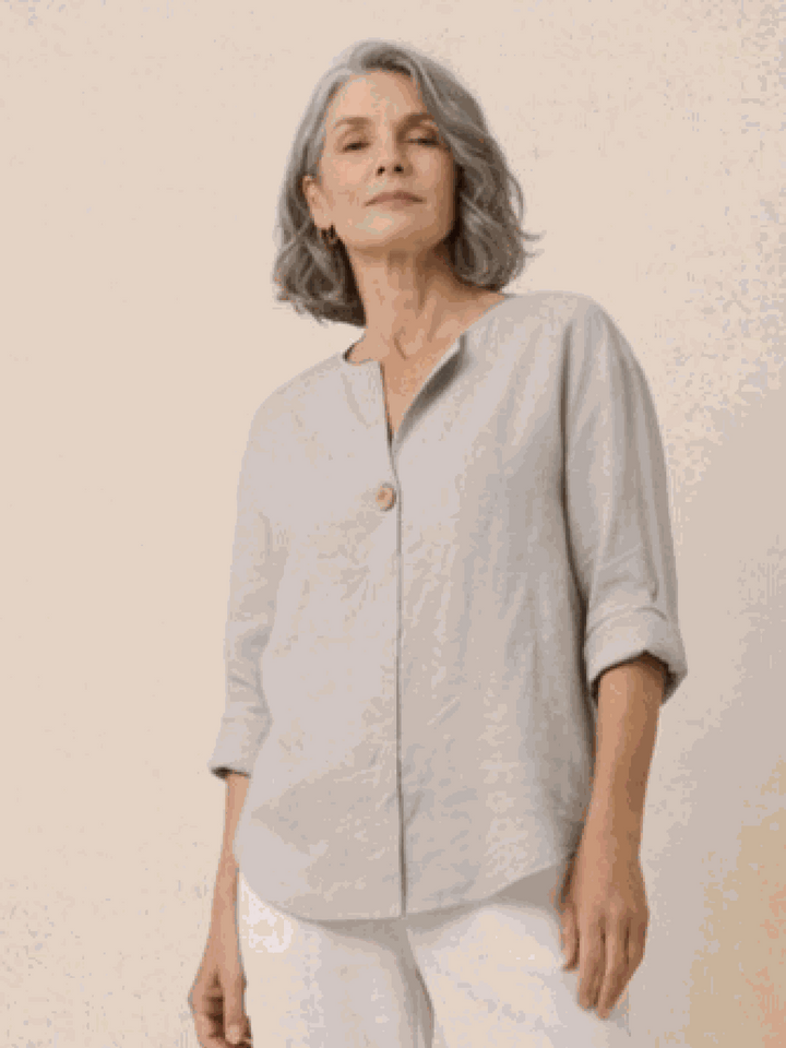 Pure Linen Age-Defying Button Detail Shirt