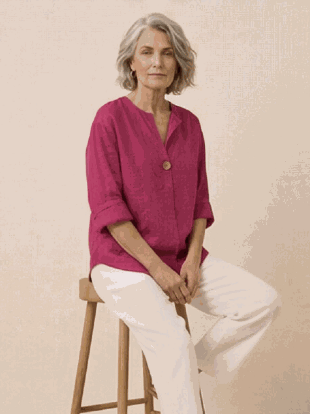 Pure Linen Age-Defying Button Detail Shirt