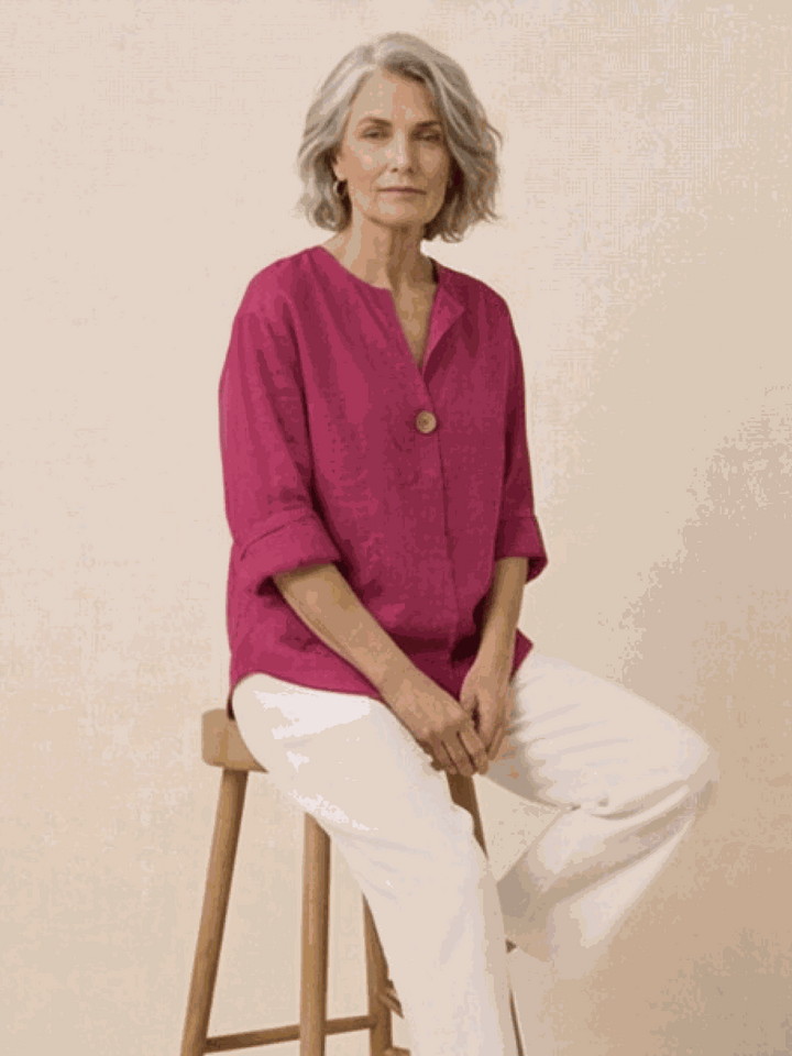 Pure Linen Age-Defying Button Detail Shirt