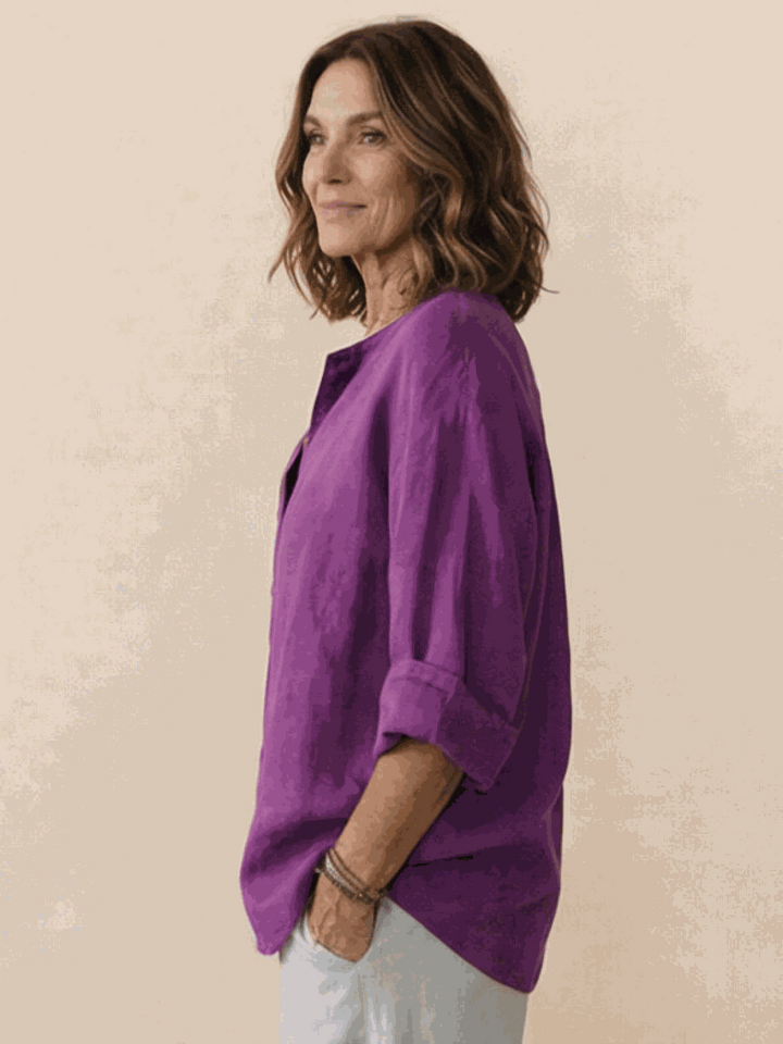 Pure Linen Age-Defying Button Detail Shirt