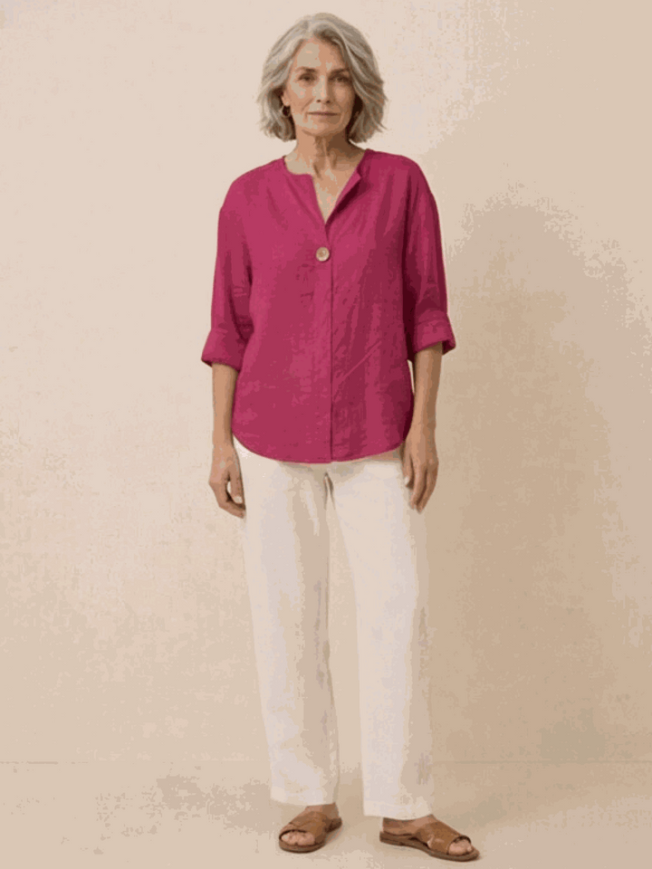 Pure Linen Age-Defying Button Detail Shirt