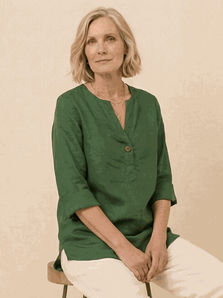 Pure Linen Age-Defying Button Detail Shirt