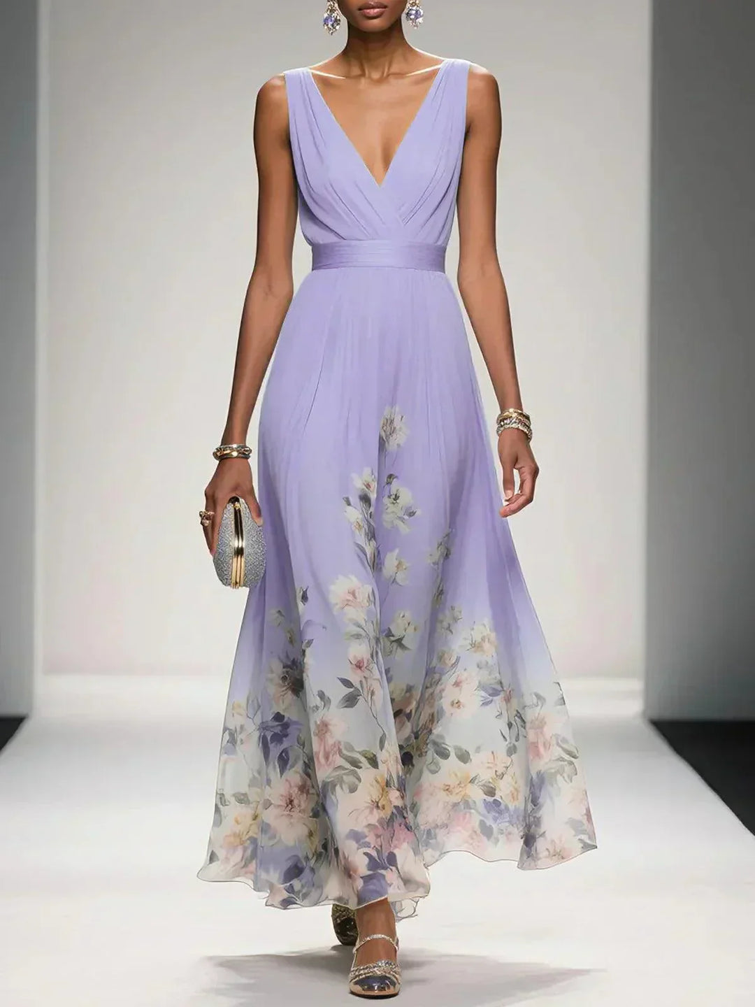 Women's Floral Print Wedding Guest Dress