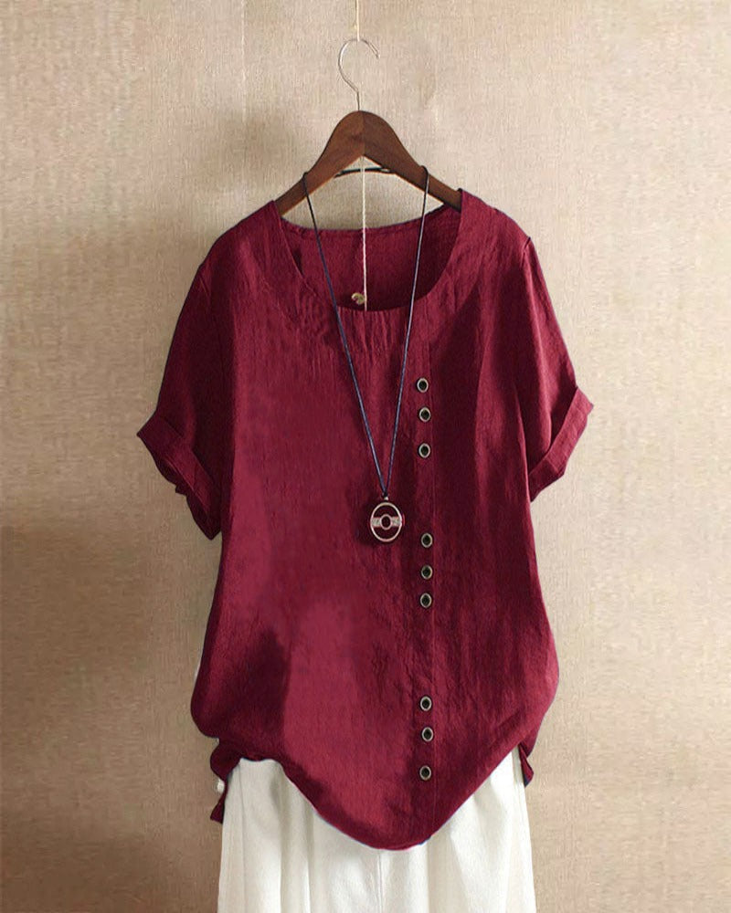 Effortless Button Detail Summer Blouse