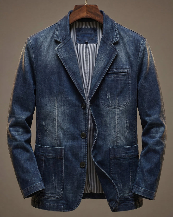 WASHED DENIM BLAZER FOR MEN
