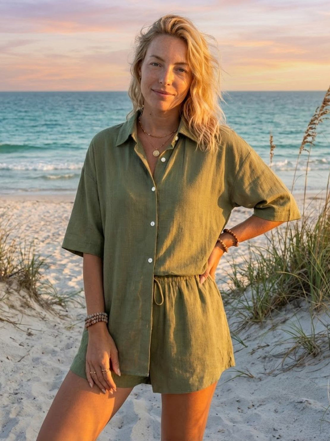Coastal Linen Cotton Two Piece Set