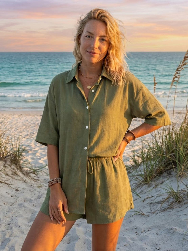 Coastal Linen Cotton Two Piece Set