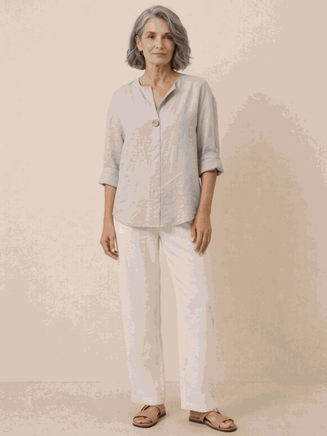 Pure Linen Age-Defying Button Detail Shirt