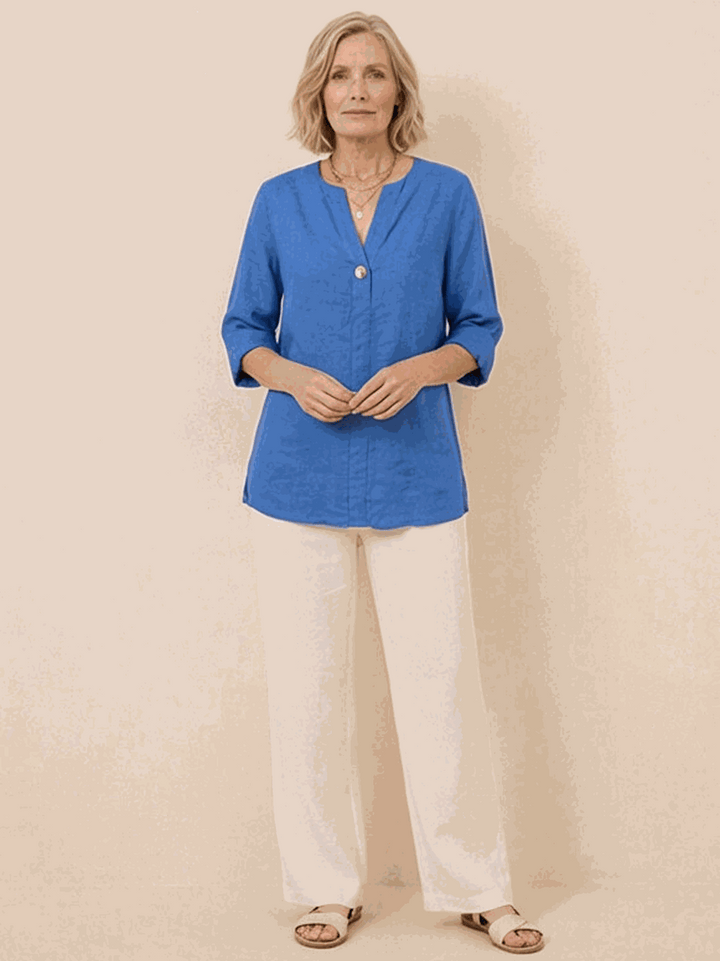 Pure Linen Age-Defying Button Detail Shirt