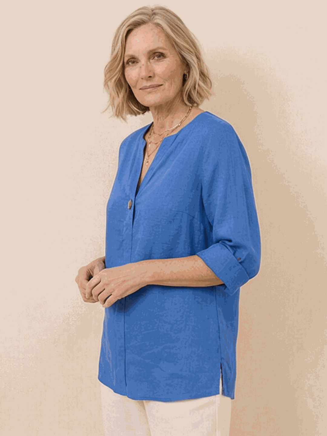 Pure Linen Age-Defying Button Detail Shirt