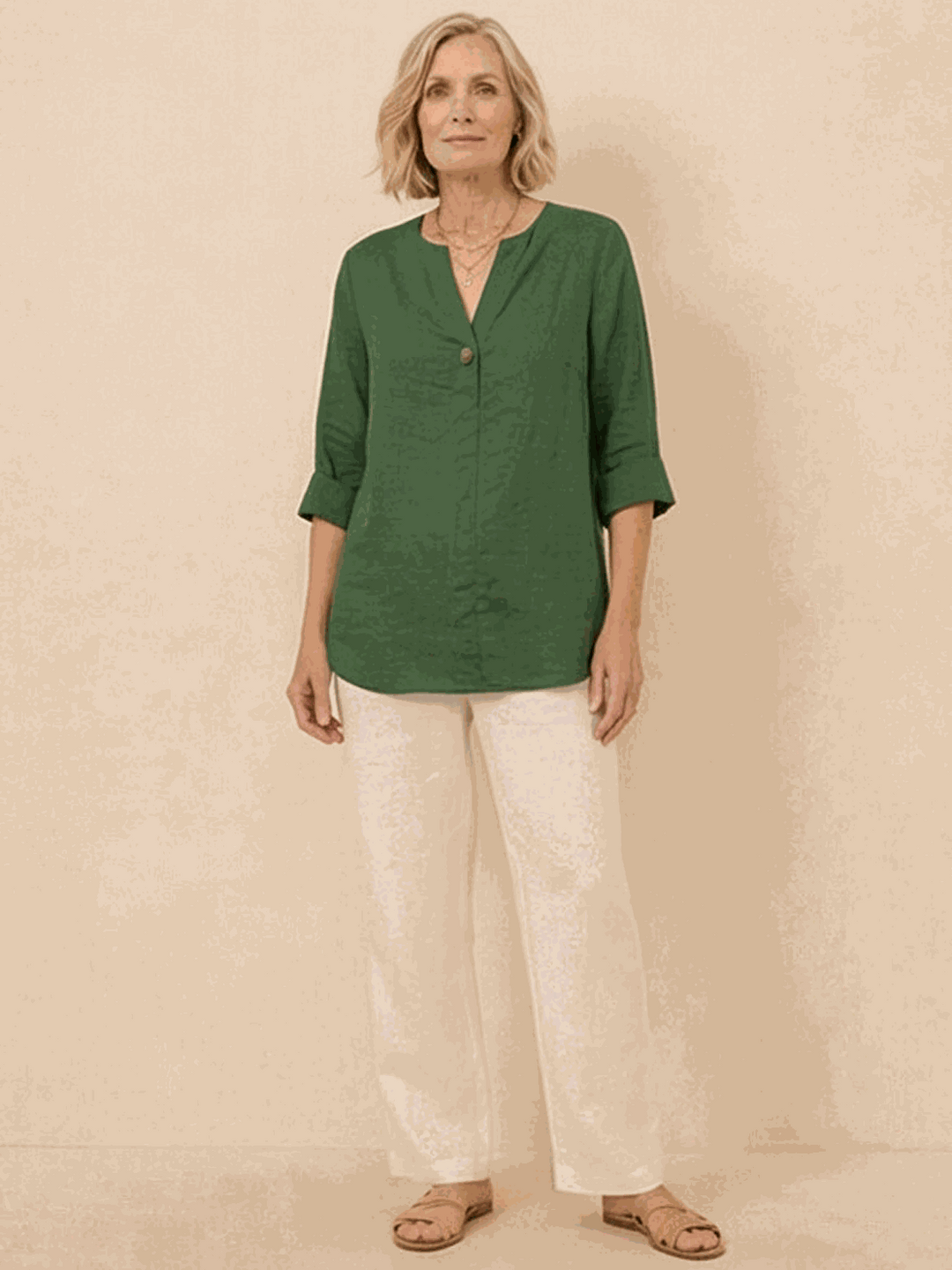 Pure Linen Age-Defying Button Detail Shirt