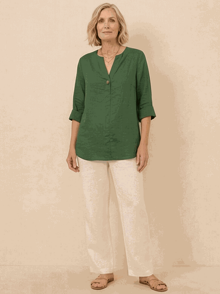 Pure Linen Age-Defying Button Detail Shirt