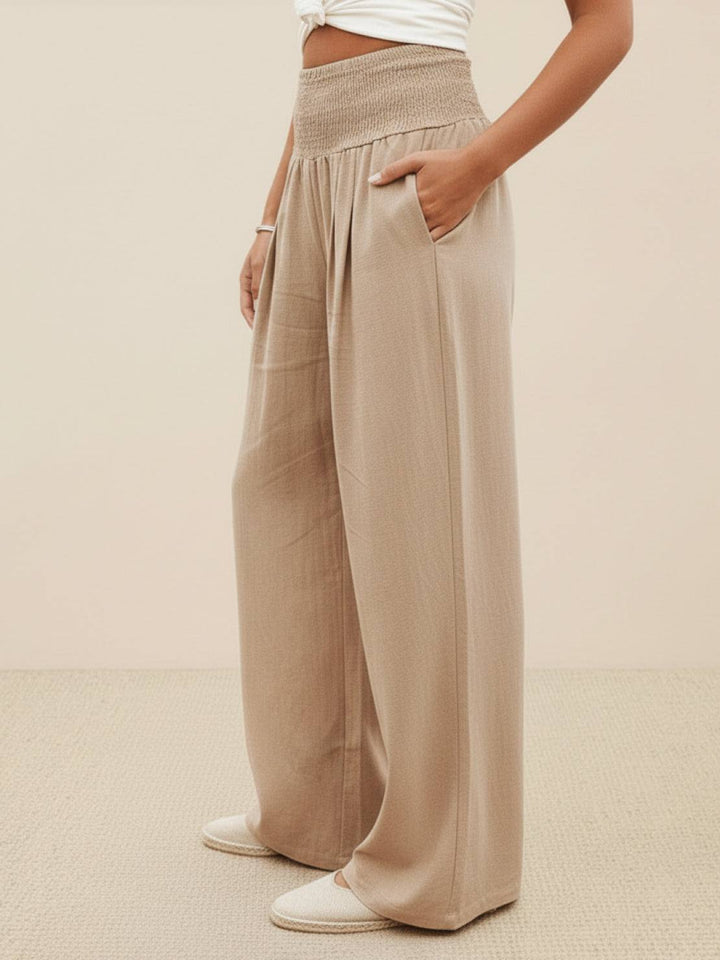 High-Waist Cotton Linen Palazzo Pants