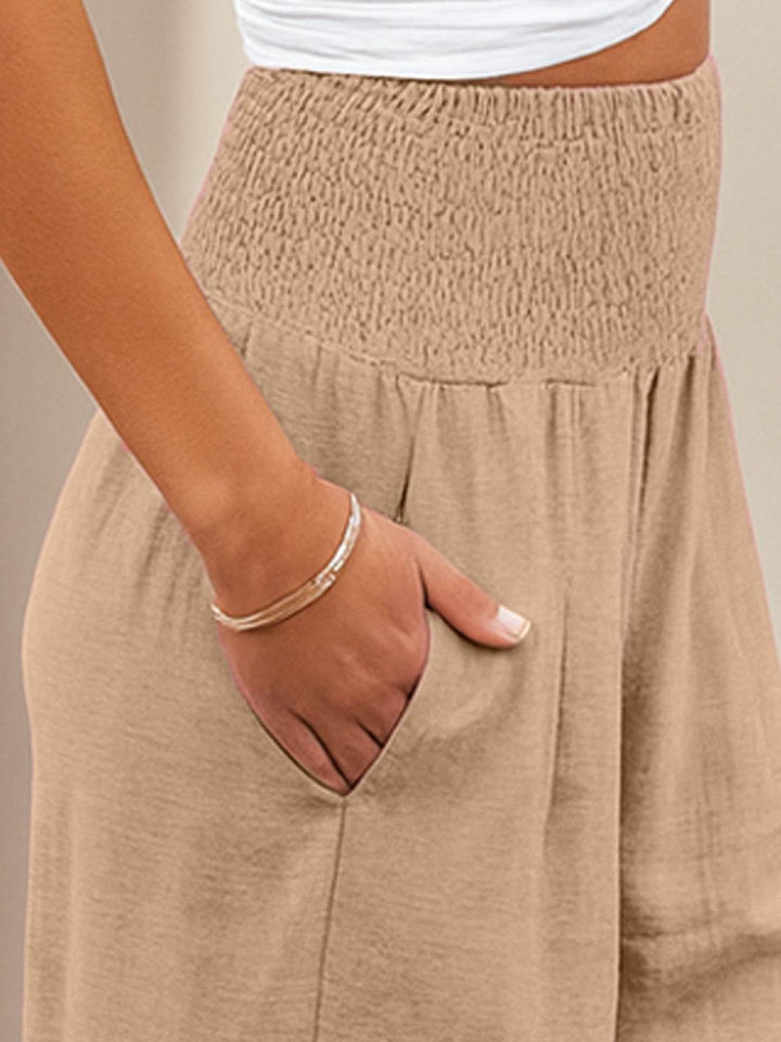 High-Waist Cotton Linen Palazzo Pants