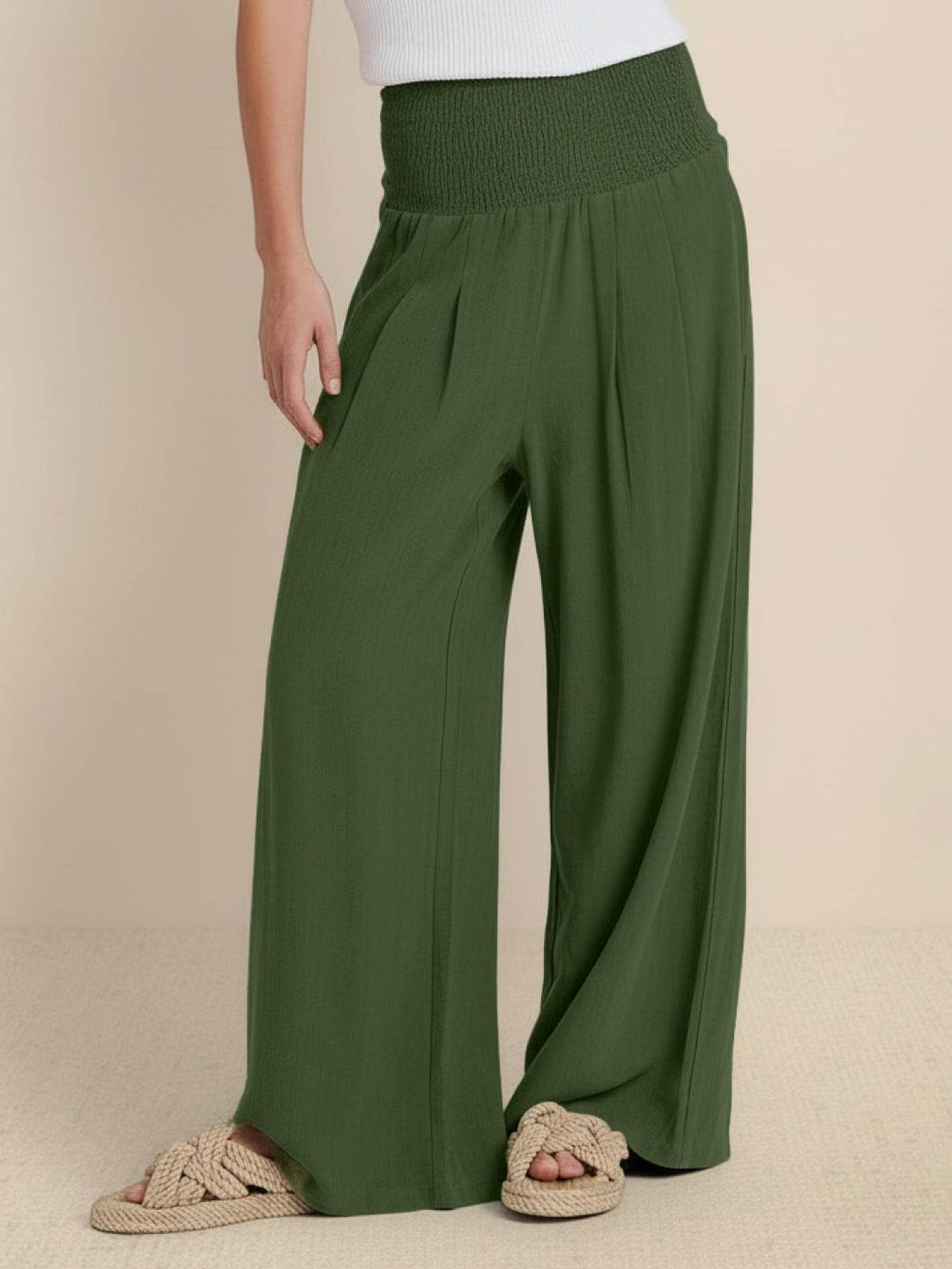 High-Waist Cotton Linen Palazzo Pants