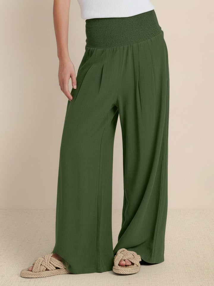 High-Waist Cotton Linen Palazzo Pants