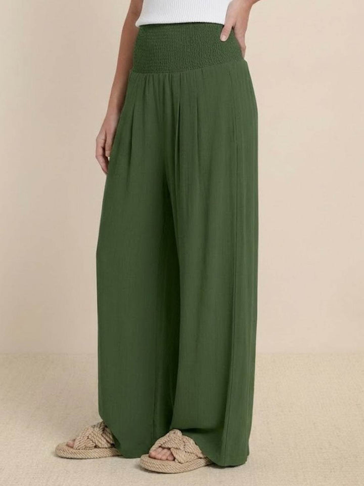 High-Waist Cotton Linen Palazzo Pants