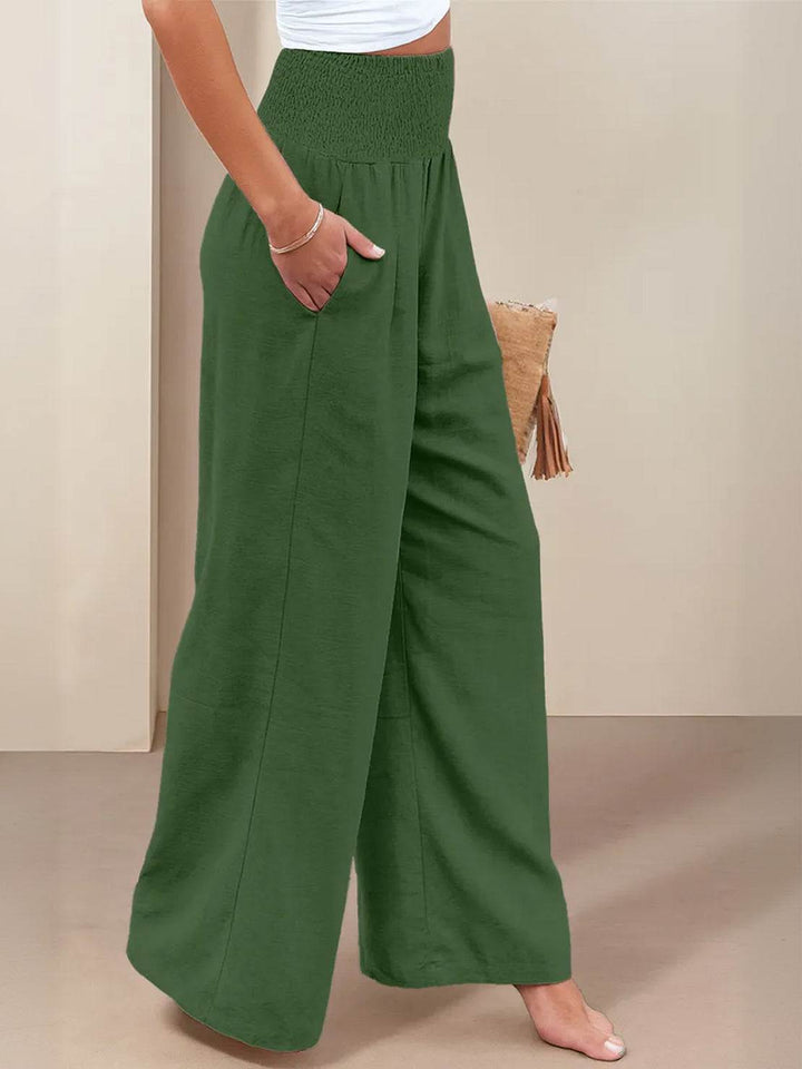High-Waist Cotton Linen Palazzo Pants