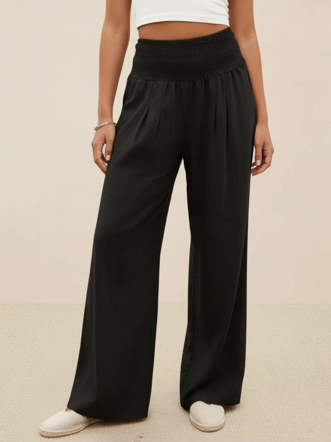 High-Waist Cotton Linen Palazzo Pants