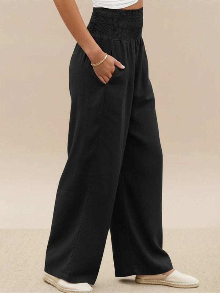 High-Waist Cotton Linen Palazzo Pants