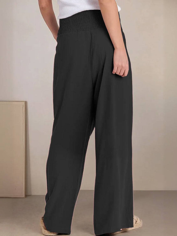 High-Waist Cotton Linen Palazzo Pants