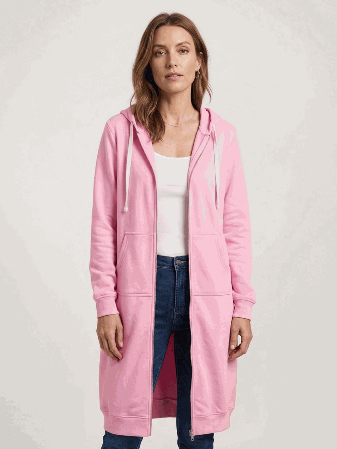 Oversized Long Zip Sweatshirt Hoodie