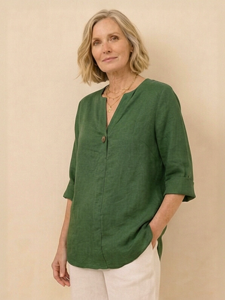 Pure Linen Age-Defying Button Detail Shirt