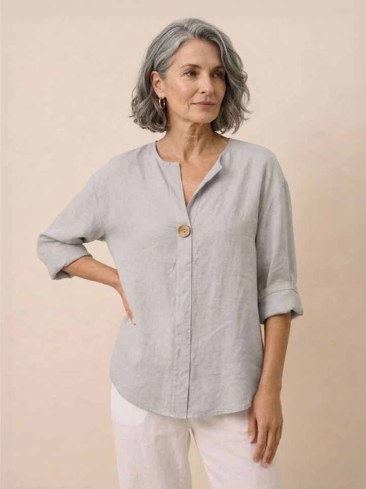 Pure Linen Age-Defying Button Detail Shirt
