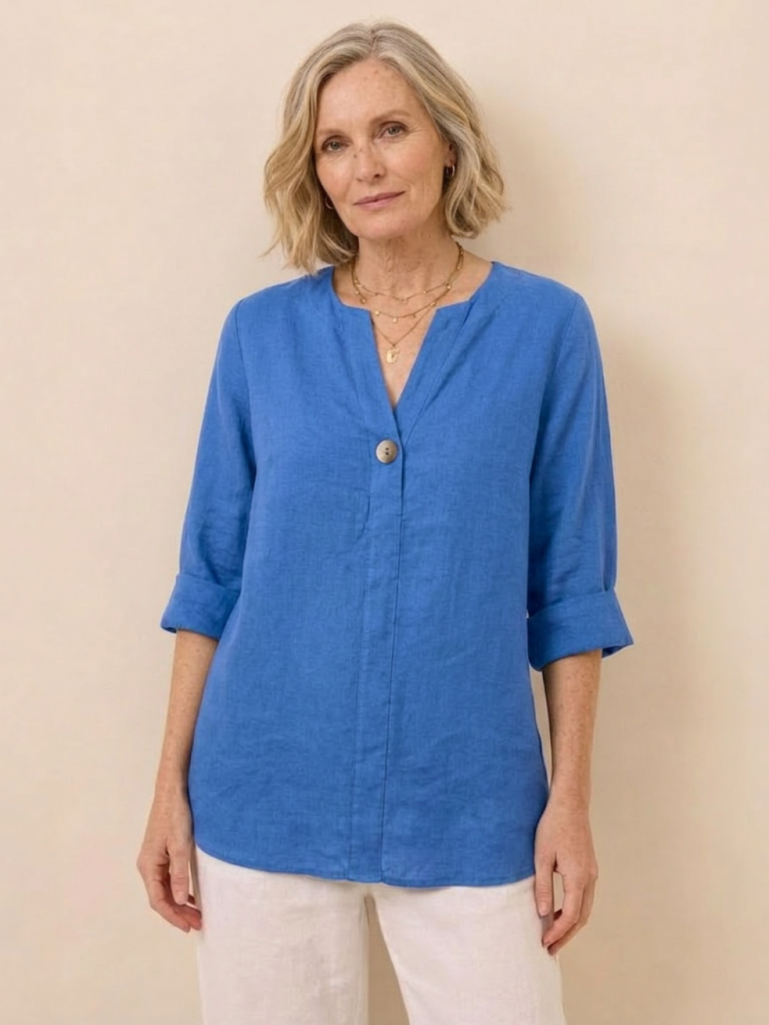 Pure Linen Age-Defying Button Detail Shirt