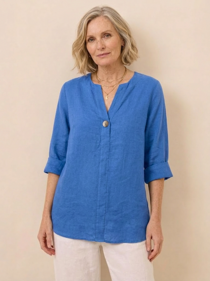 Pure Linen Age-Defying Button Detail Shirt